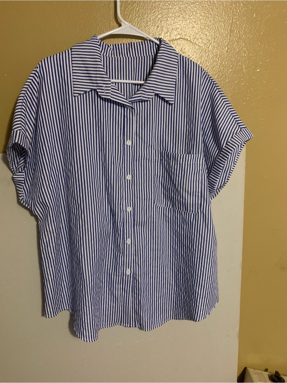 SHEIN Blue and White Striped Button-Down Shirt